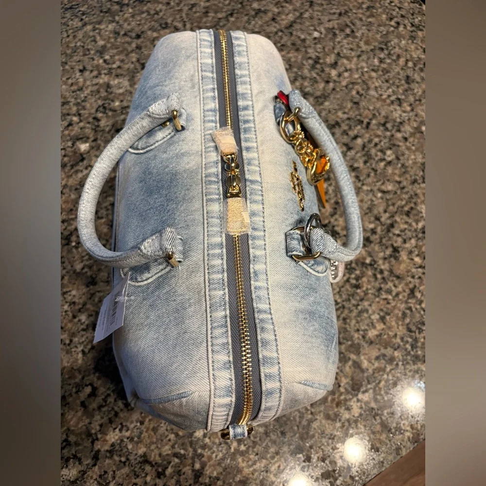 COACH ROWAN LARGE SATCHEL DENIM BAG WITH CHARMS (FREE DENIM WALLET INCLUDED) - Picture 4 of 14